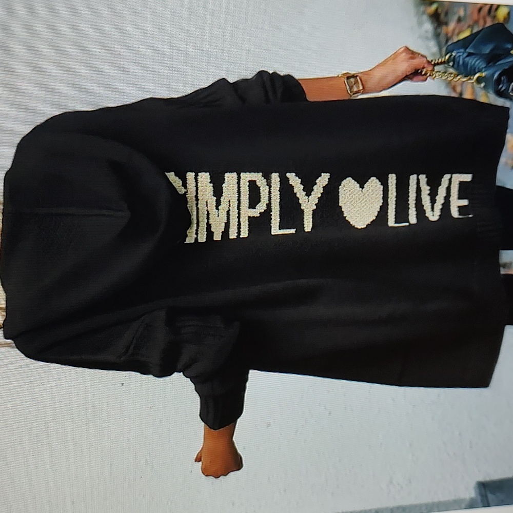 Black Hooded Cardigan with Graphic Design